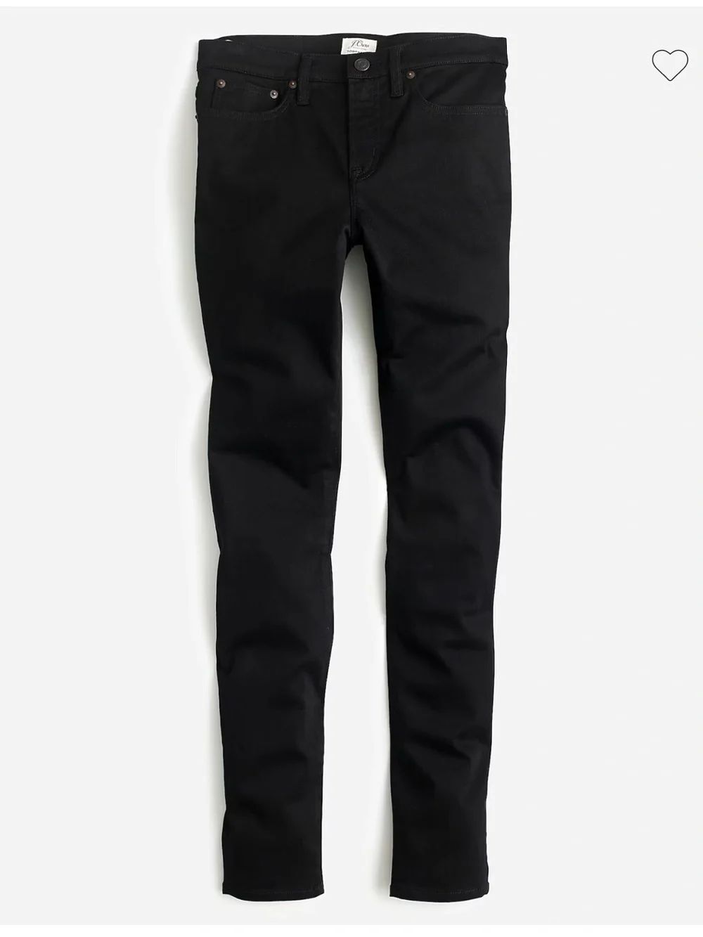 J Crew 8” stretchy toothpick jean in true black. Size 34. NWT.